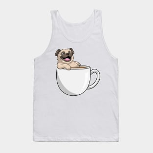 Pug with Cup of Coffee Tank Top